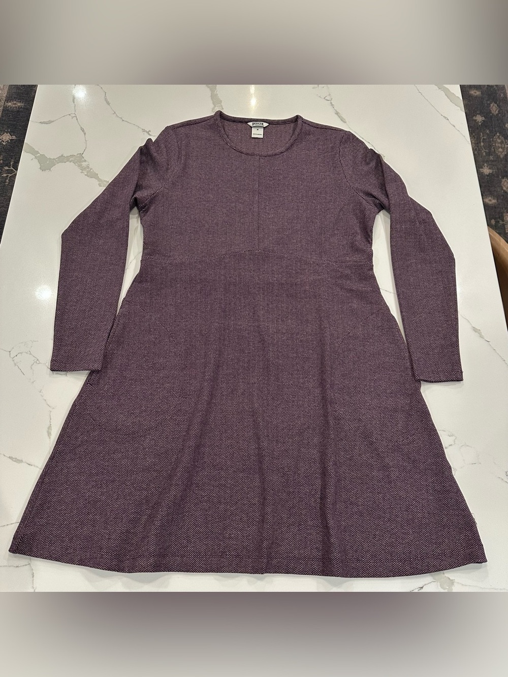 Duluth Trading Co Wearwithall Dress Purple Herringbone M Flannel Stretch Minimal